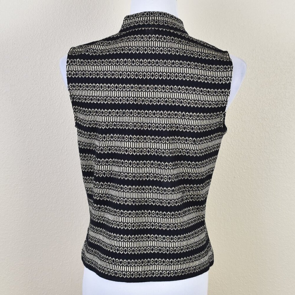 St. John Knit Sleeveless Mockneck Stripe Top - S - Picture 5 of 10